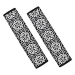 Black And White Celtic Pattern Print Car Seat Belt Covers