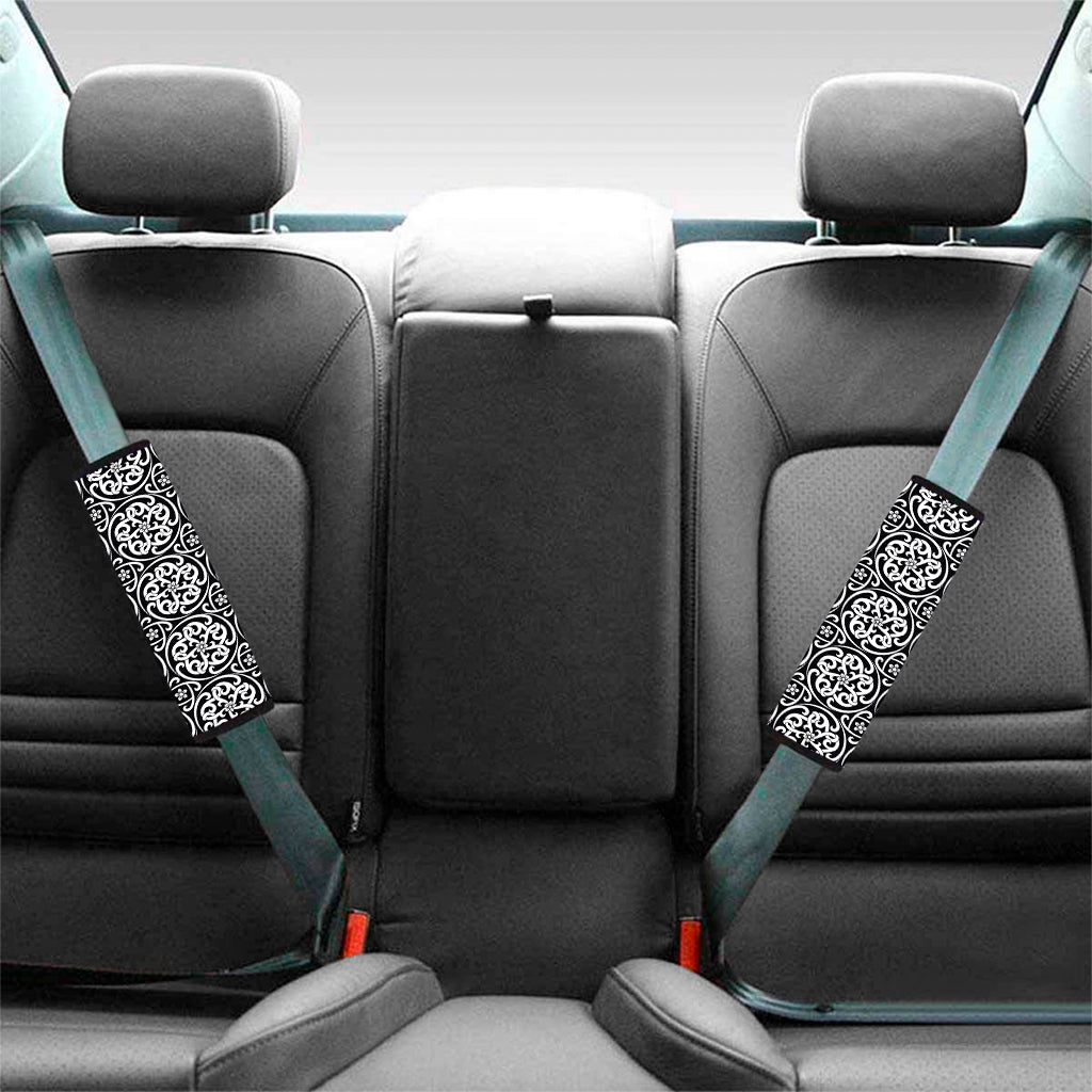 Black And White Celtic Pattern Print Car Seat Belt Covers