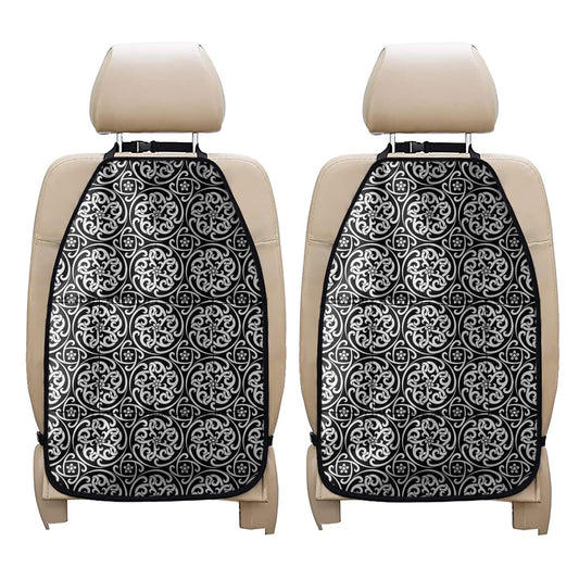 Black And White Celtic Pattern Print Car Seat Organizers