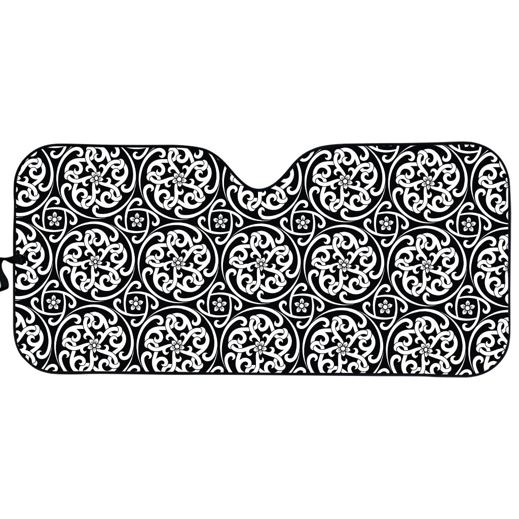 Black And White Celtic Pattern Print Car Sun Shade