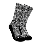 Black And White Celtic Pattern Print Crew Socks