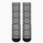 Black And White Celtic Pattern Print Crew Socks