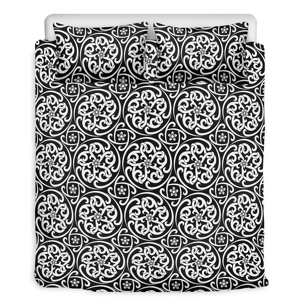 Black And White Celtic Pattern Print Duvet Cover Bedding Set
