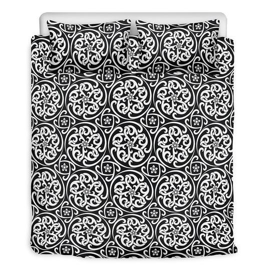 Black And White Celtic Pattern Print Duvet Cover Bedding Set
