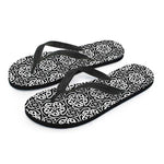 Black And White Celtic Pattern Print Flip Flops