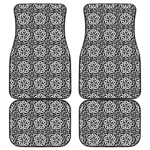 Black And White Celtic Pattern Print Front and Back Car Floor Mats