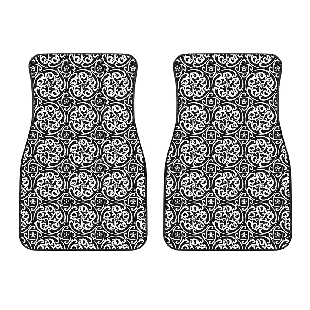 Black And White Celtic Pattern Print Front Car Floor Mats