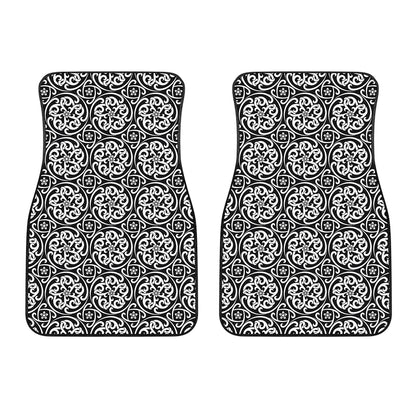 Black And White Celtic Pattern Print Front Car Floor Mats