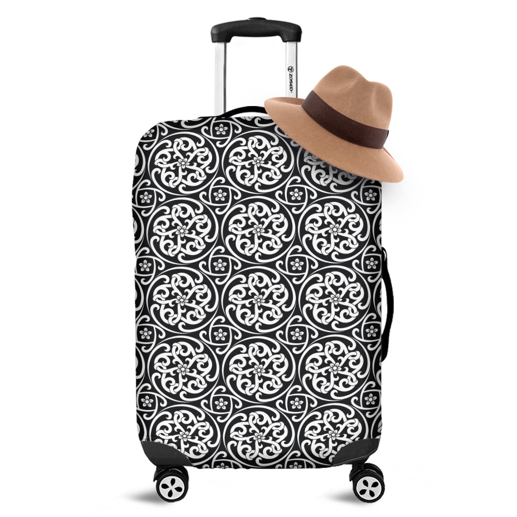 Black And White Celtic Pattern Print Luggage Cover