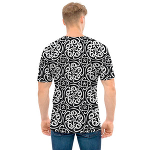 Black And White Celtic Pattern Print Men's T-Shirt