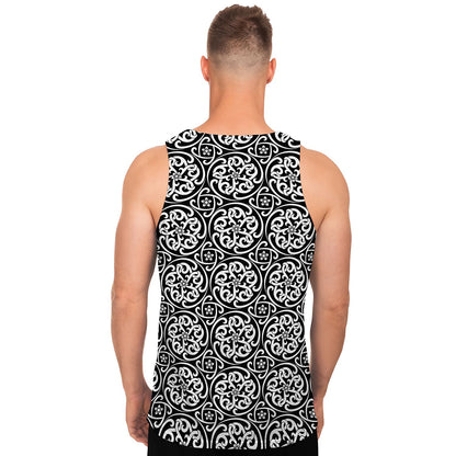 Black And White Celtic Pattern Print Men's Tank Top