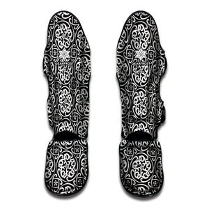 Black And White Celtic Pattern Print Muay Thai Shin Guard