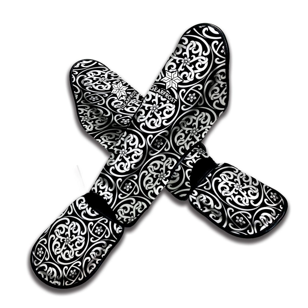 Black And White Celtic Pattern Print Muay Thai Shin Guard