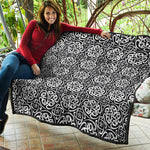 Black And White Celtic Pattern Print Quilt