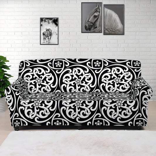 Black And White Celtic Pattern Print Sofa Cover