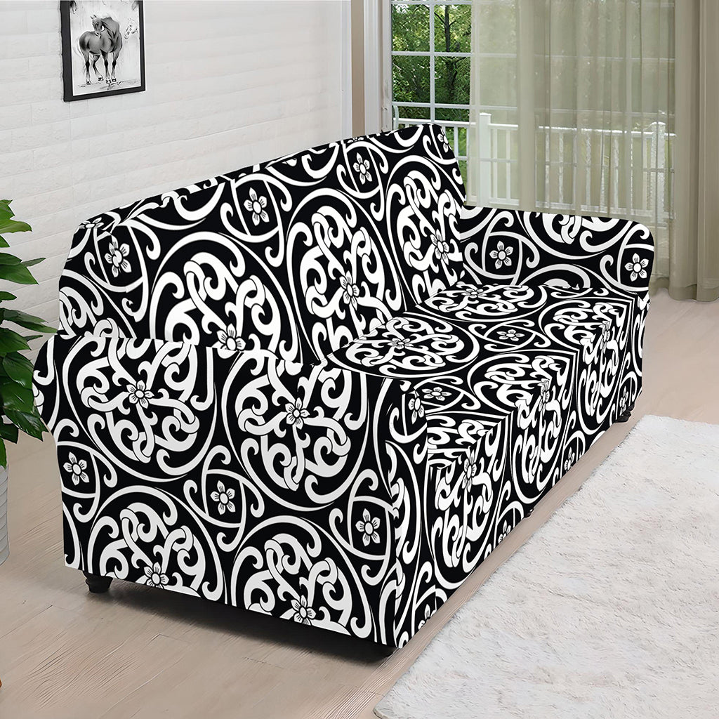 Black And White Celtic Pattern Print Sofa Cover