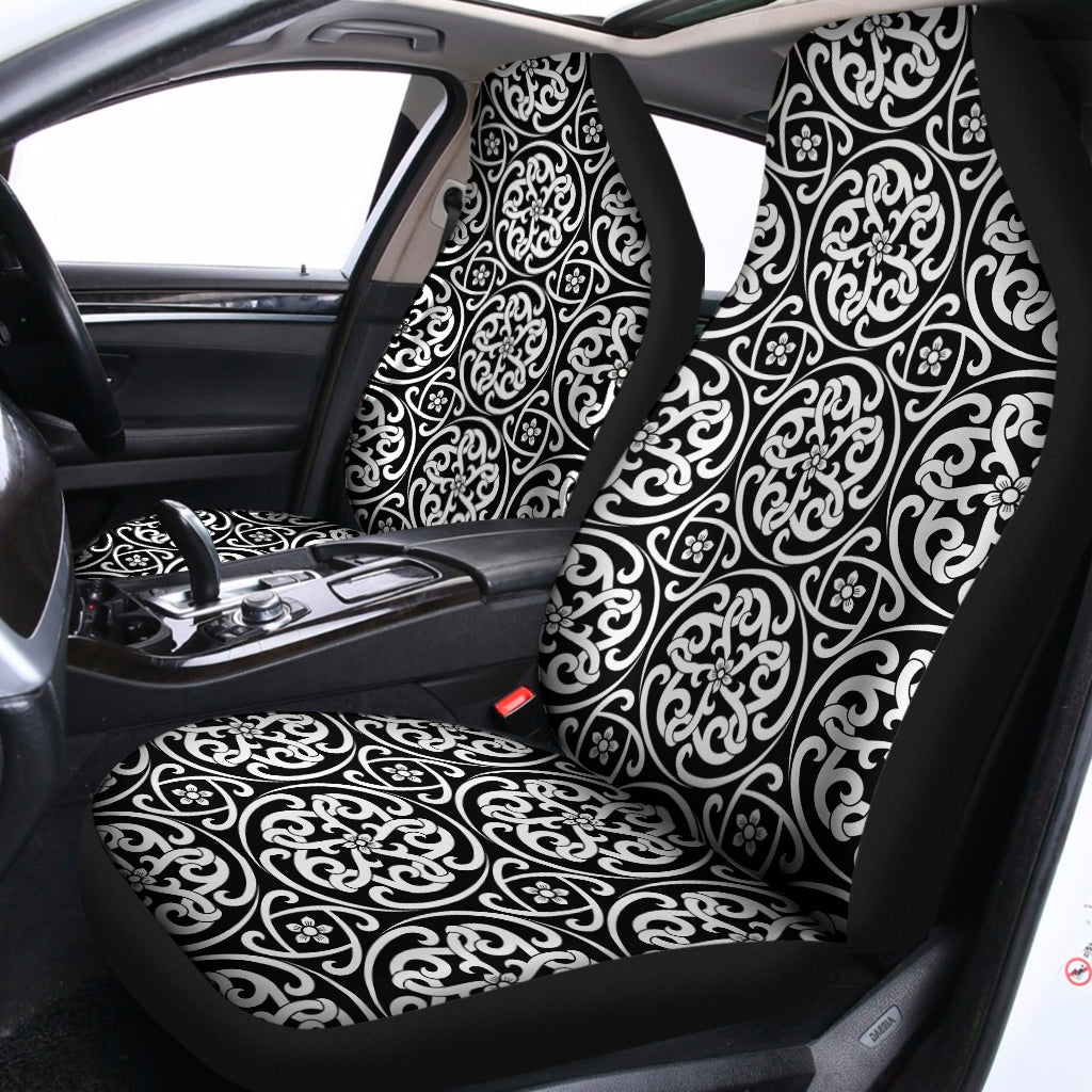 Black And White Celtic Pattern Print Universal Fit Car Seat Covers