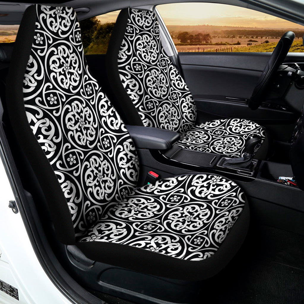 Black And White Celtic Pattern Print Universal Fit Car Seat Covers