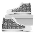 Black And White Celtic Pattern Print White High Top Sneakers
