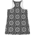 Black And White Celtic Pattern Print Women's Racerback Tank Top