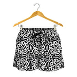 Black And White Celtic Pattern Print Women's Shorts