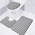 Black And White Check Pattern Print 3 Piece Bath Mat Set