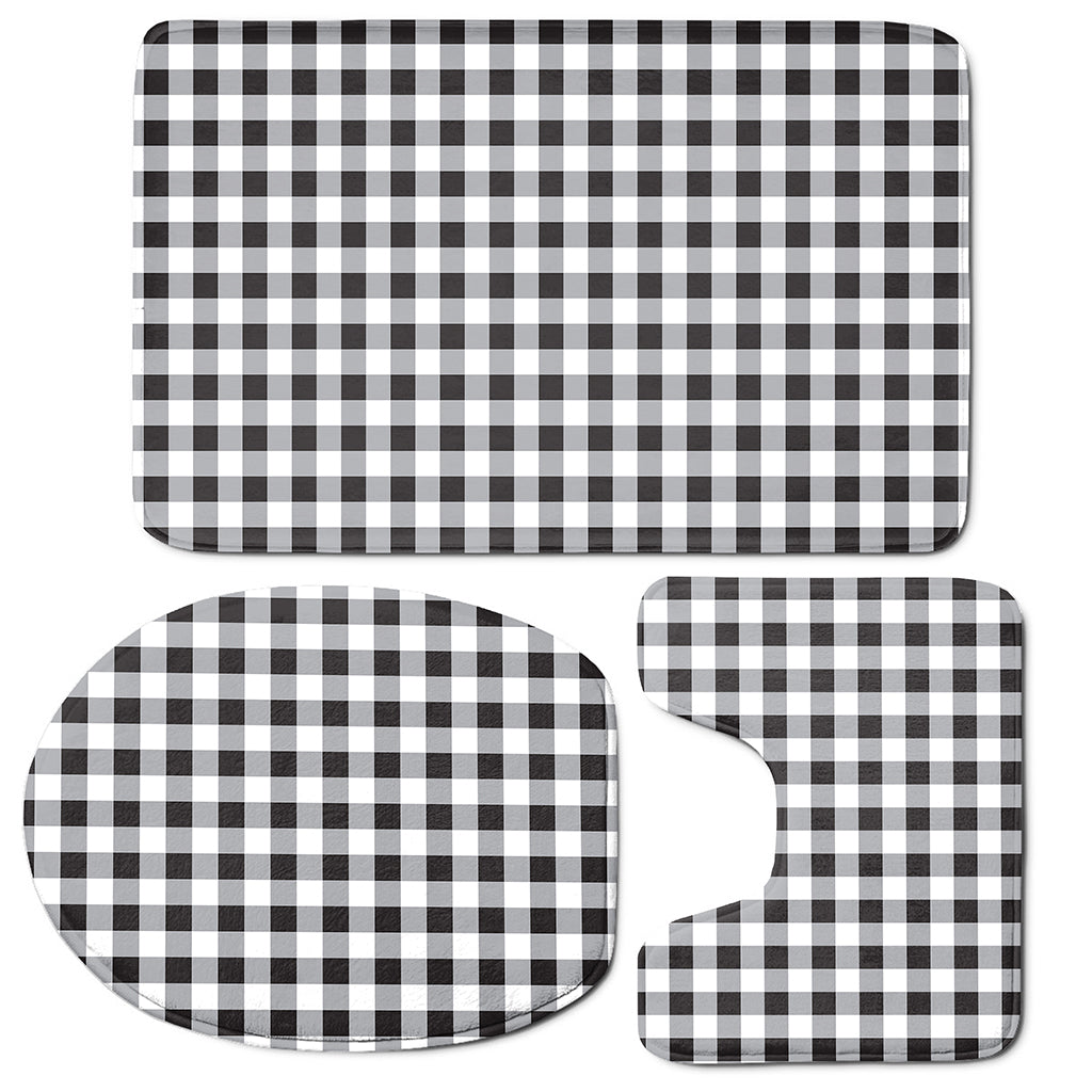 Black And White Check Pattern Print 3 Piece Bath Mat Set