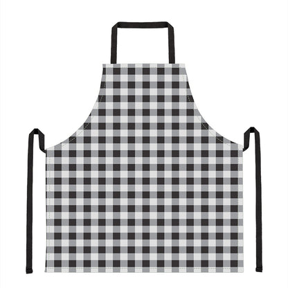 Black And White Check Pattern Print Apron
