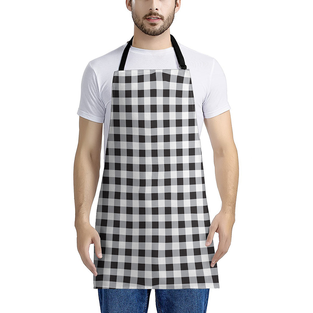 Black And White Check Pattern Print Apron