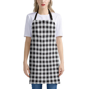 Black And White Check Pattern Print Apron