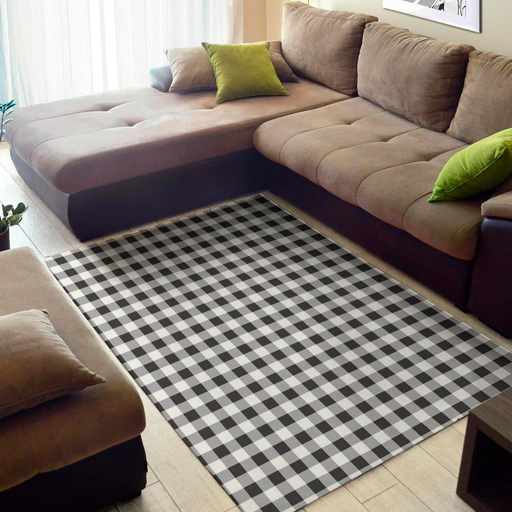 Black And White Check Pattern Print Area Rug