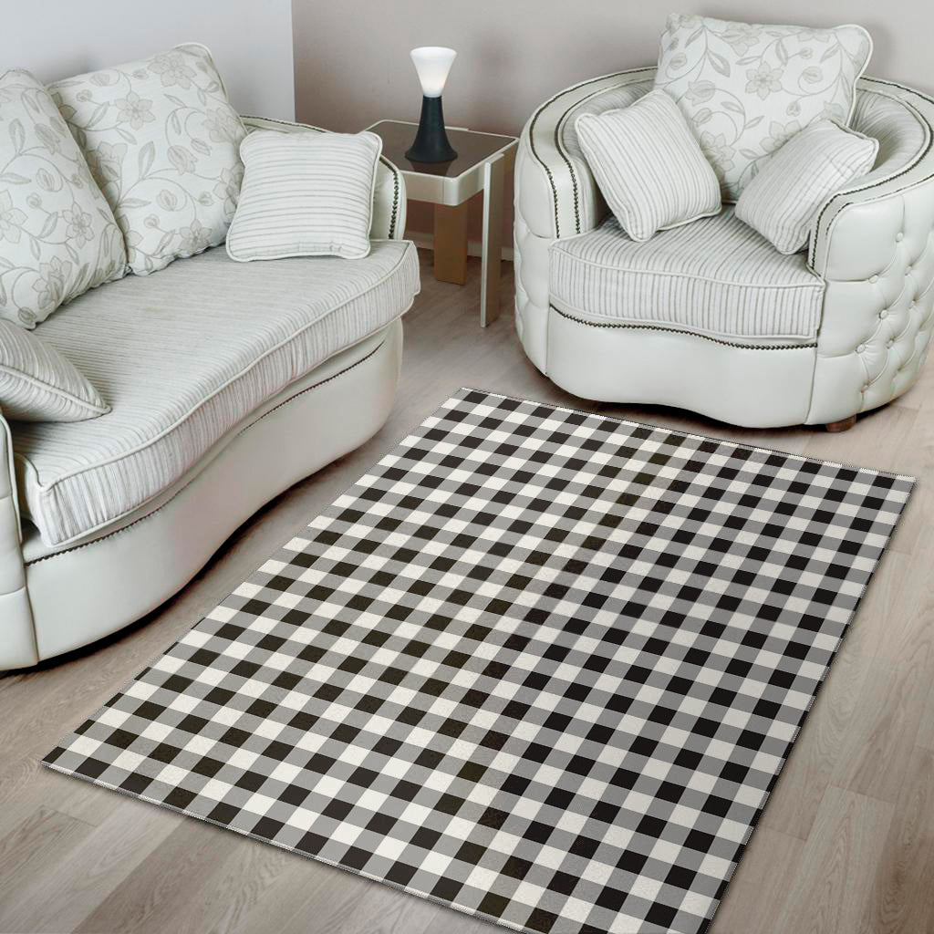 Black And White Check Pattern Print Area Rug