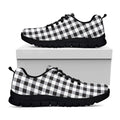 Black And White Check Pattern Print Black Running Shoes