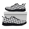 Black And White Check Pattern Print Black Sneakers