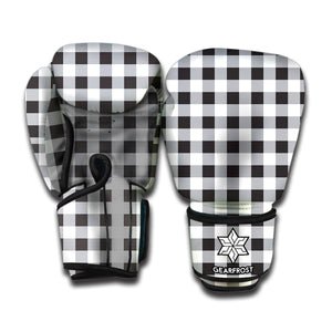 Black And White Check Pattern Print Boxing Gloves