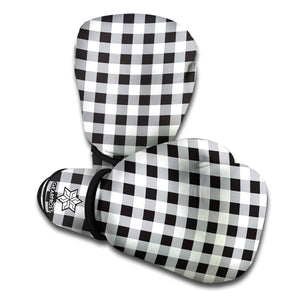 Black And White Check Pattern Print Boxing Gloves