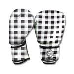 Black And White Check Pattern Print Boxing Gloves