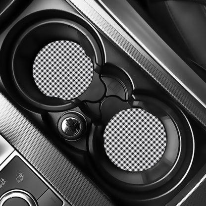 Black And White Check Pattern Print Car Coasters