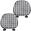 Black And White Check Pattern Print Car Headrest Covers