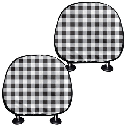 Black And White Check Pattern Print Car Headrest Covers