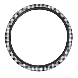 Black And White Check Pattern Print Car Steering Wheel Cover