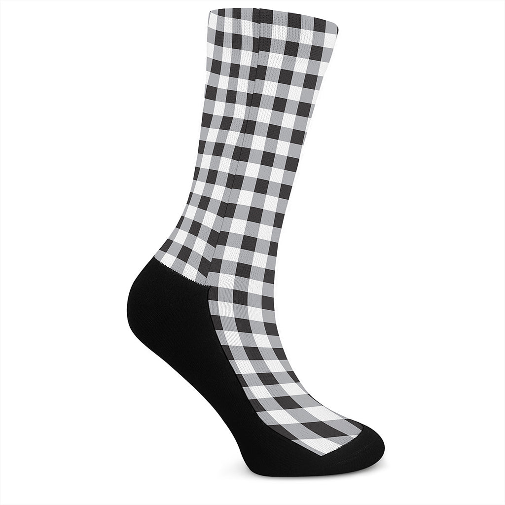 Black And White Check Pattern Print Crew Socks