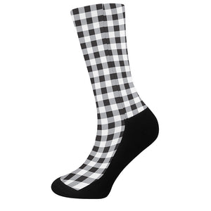 Black And White Check Pattern Print Crew Socks