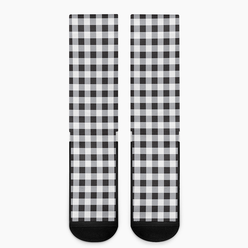 Black And White Check Pattern Print Crew Socks