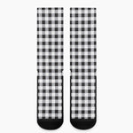 Black And White Check Pattern Print Crew Socks