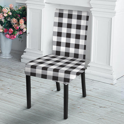 Black And White Check Pattern Print Dining Chair Slipcover