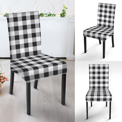 Black And White Check Pattern Print Dining Chair Slipcover