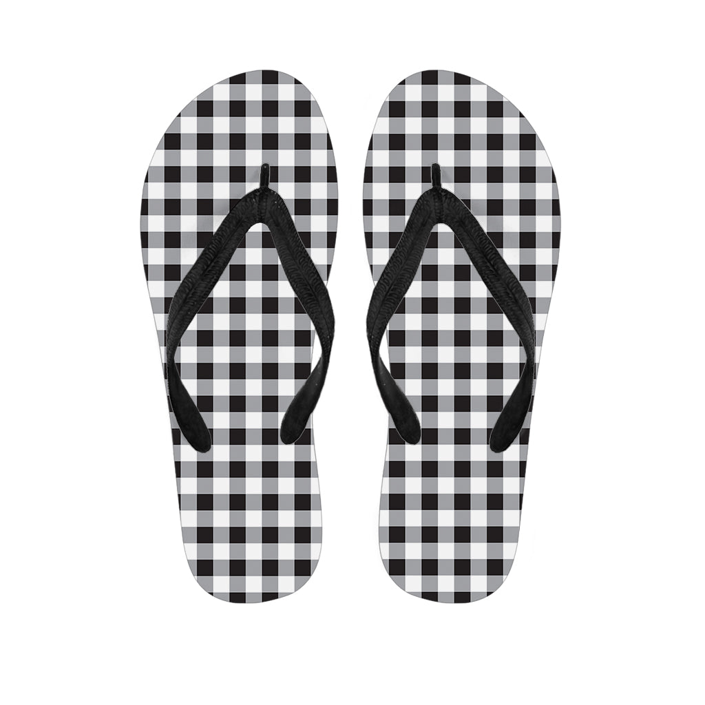 Black And White Check Pattern Print Flip Flops