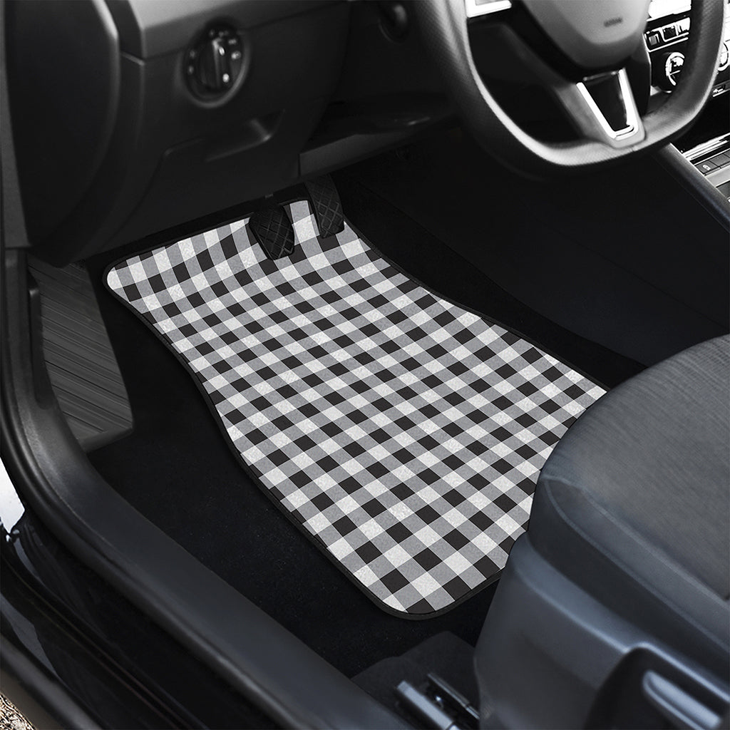 Black And White Check Pattern Print Front and Back Car Floor Mats