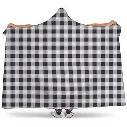 Black And White Check Pattern Print Hooded Blanket